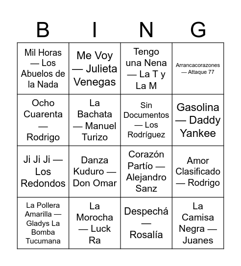 bingo dia del amigo Bingo Card