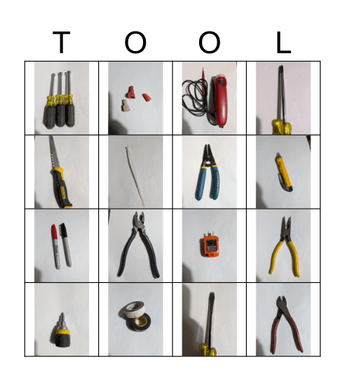 Tool Bingo Card