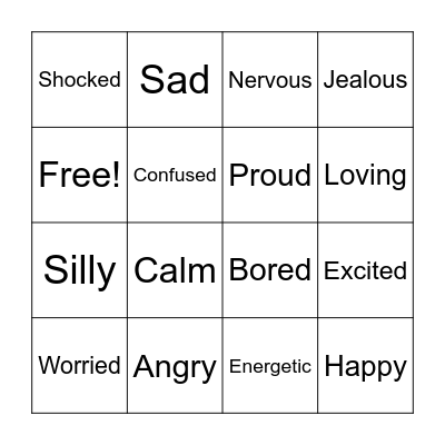 Feelings Bingo Card