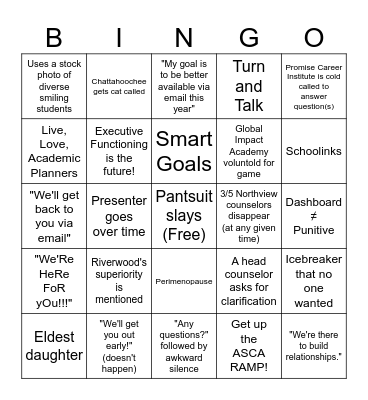 FCS PD DAY BINGO Card