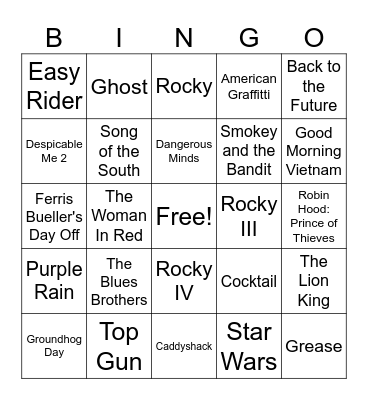 Let's All Go To The Movies! Bingo Card