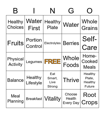 AD NUTRITION BINGO Card