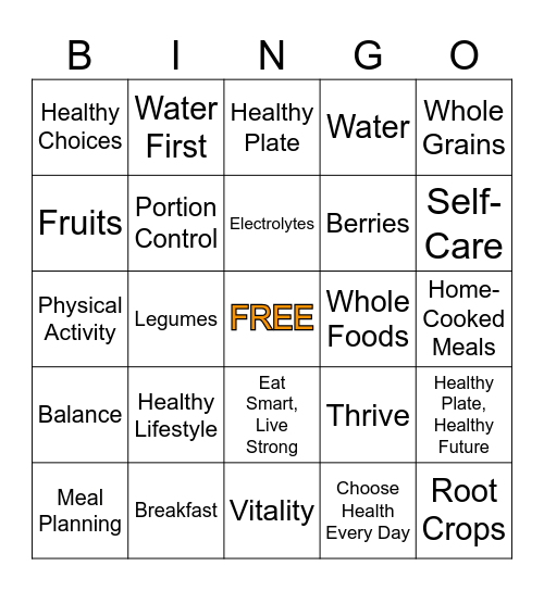 AD NUTRITION BINGO Card