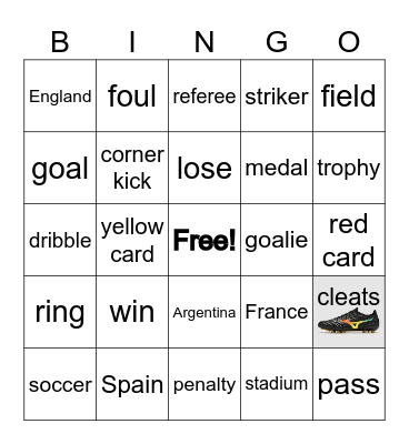World Cup Bingo Card