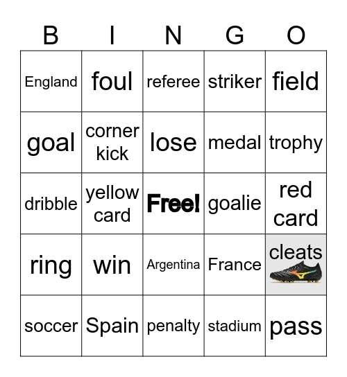 World Cup Bingo Card