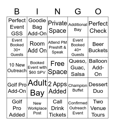 Sales Consultant Bingo Card