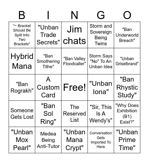 Commander Staples Format Philosophy Bingo Card