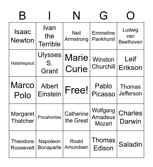 Board #1 Bingo Card
