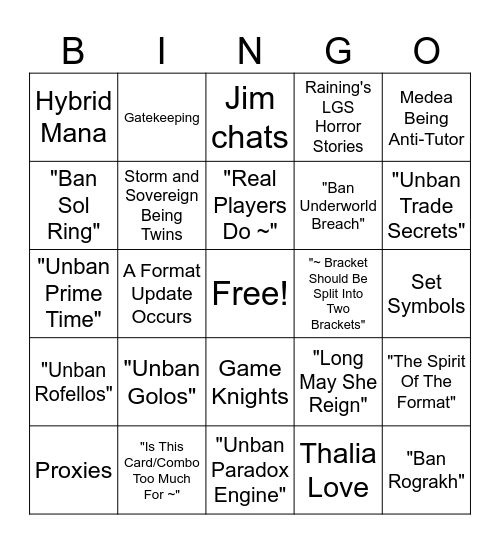 Commander Staples Format Philosophy Bingo Card