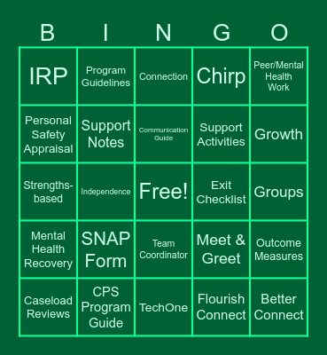 Mid-Week Muster Bingo Game 2 Bingo Card