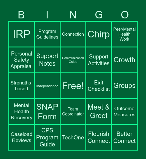 Mid-Week Muster Bingo Game 2 Bingo Card