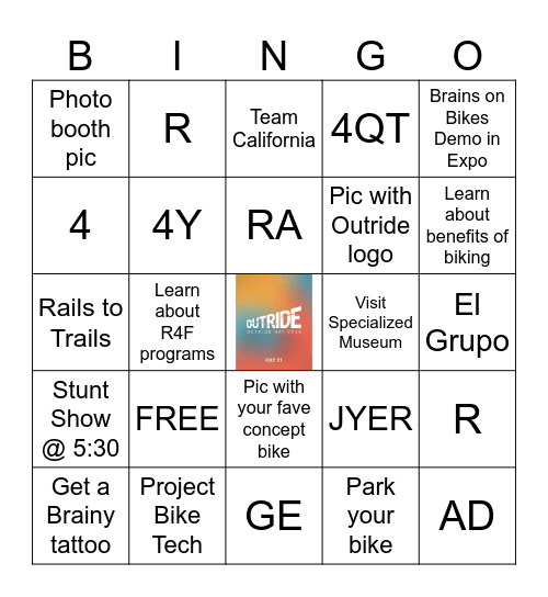 Outride Day 2026 Bingo! Bingo Card