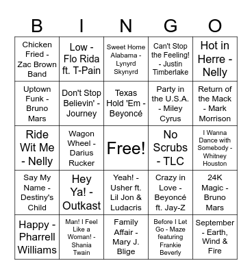 Everybody Knows Bingo Card