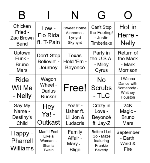Everybody Knows Bingo Card