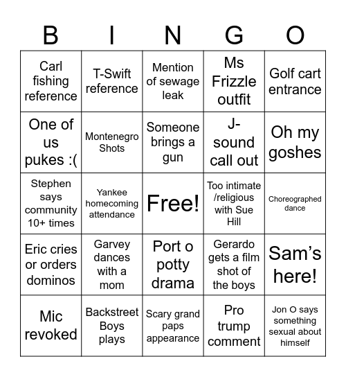 E&D Wedding Bingo Card
