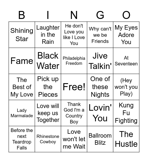 1975 Game 1 Bingo Card
