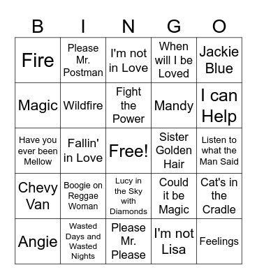 1975 Game 2 Bingo Card