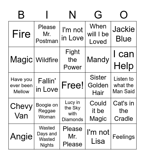 1975 Game 2 Bingo Card