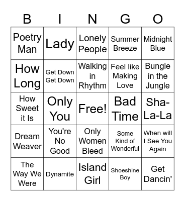 1975 Game 3 Bingo Card