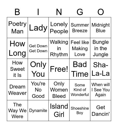 1975 Game 3 Bingo Card