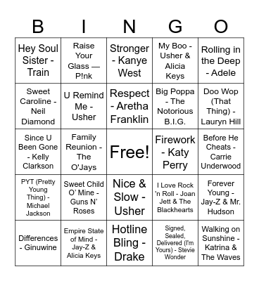 Sing It Loud Blackout Bingo Card
