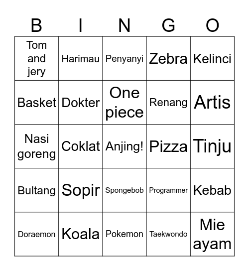 Yunho Bingo Card