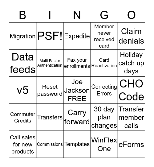 Untitled Bingo Card
