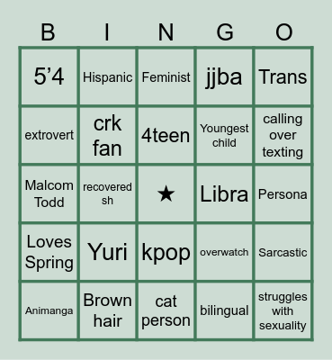 Paco’s BINGO Card