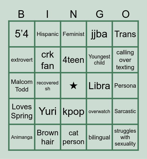 Paco’s BINGO Card