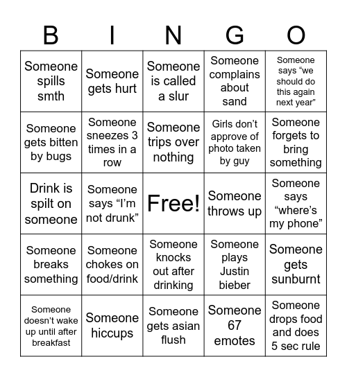 Cotty Bingo Card