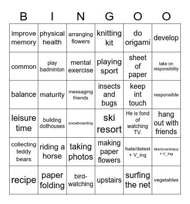 BINGO UNIT 1 _ HAHA 🥰 Bingo Card