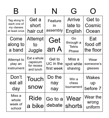 Daniel Bingo Card