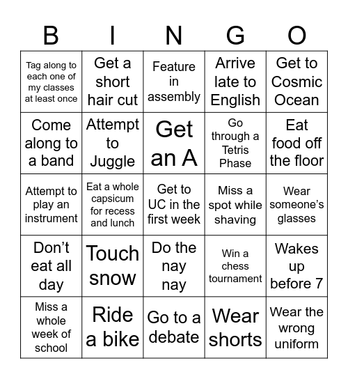 Daniel Bingo Card