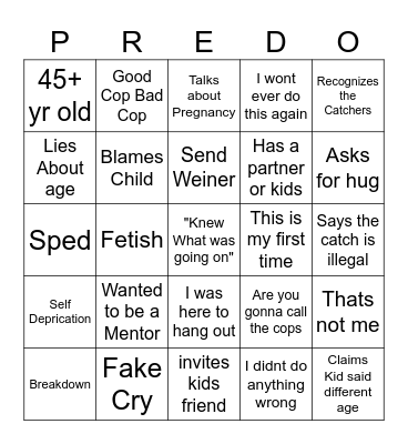 PREDO Bingo Card