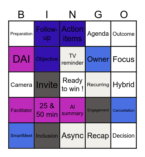 SmartMeet XLT GSC Bingo Card