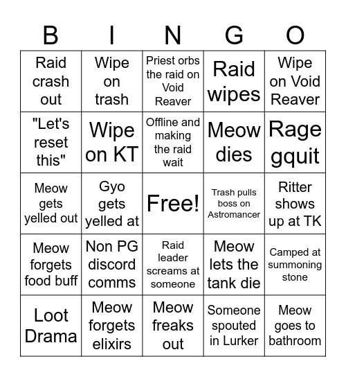 Meowchan priest bingo Card