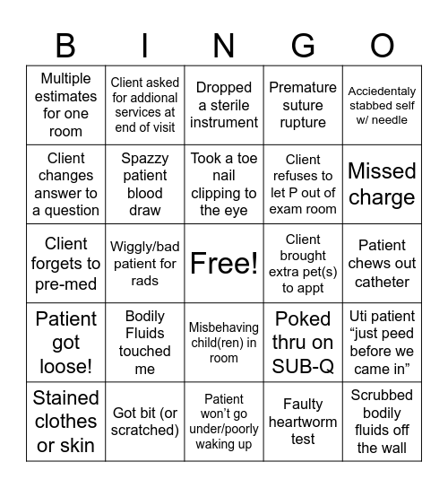 "Bad Week" Bingo Card