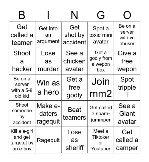 MM2 Bingo Card