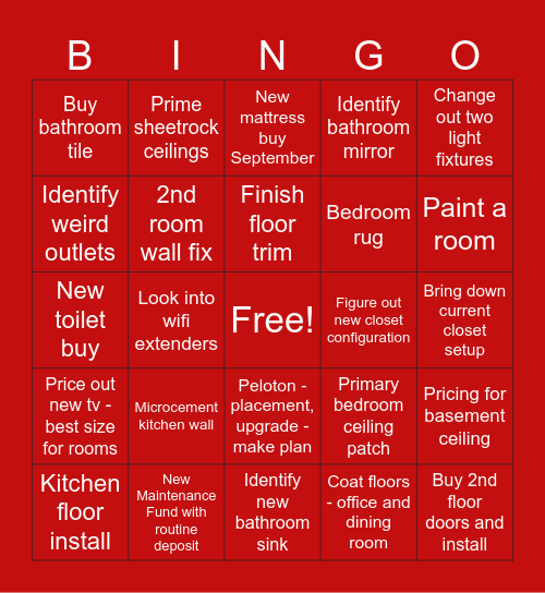 HOUSE BINGO Card