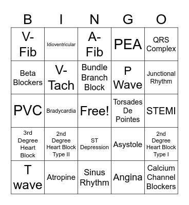 Cardiac Bingo Card