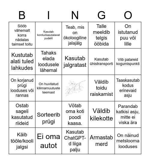 Leia inimene, kes... Bingo Card