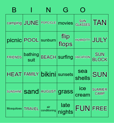 SUMMER TIME Bingo Card