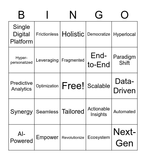 Buzz Words Bingo Card