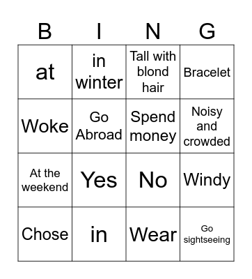 Unit 1 and 2 - Eng.File-Pre-int, 5th ed. Bingo Card