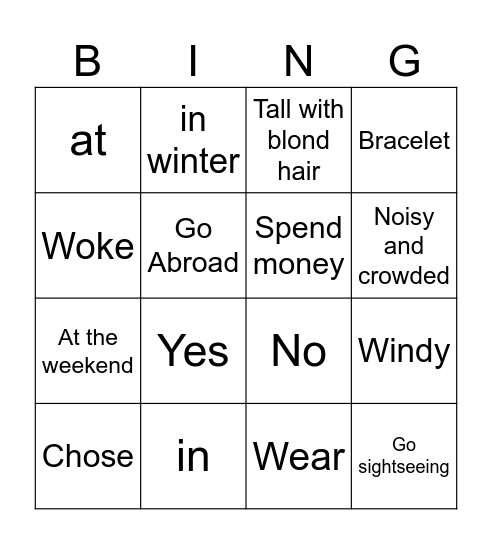 Unit 1 and 2 - Eng.File-Pre-int, 5th ed. Bingo Card