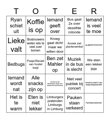 Ontzetting Bingo Tour 2026 Bingo Card