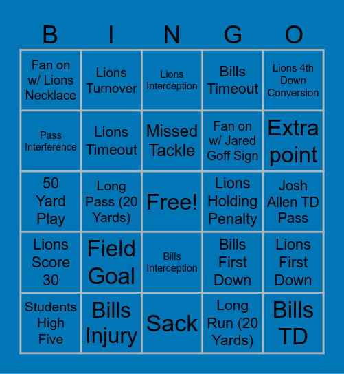 Honolulu Blue Bingo Card