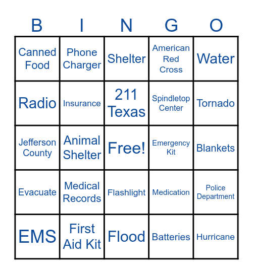 Are You Prepared? Bingo Card