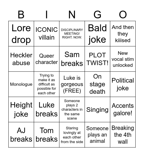 SFTH LF BINGO Card