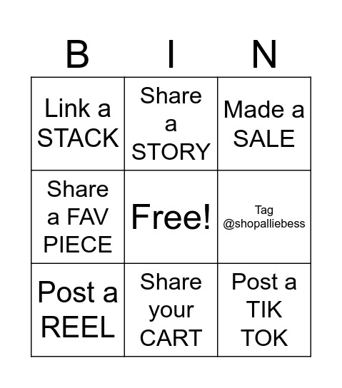 AB WAREHOUSE BINGO Card